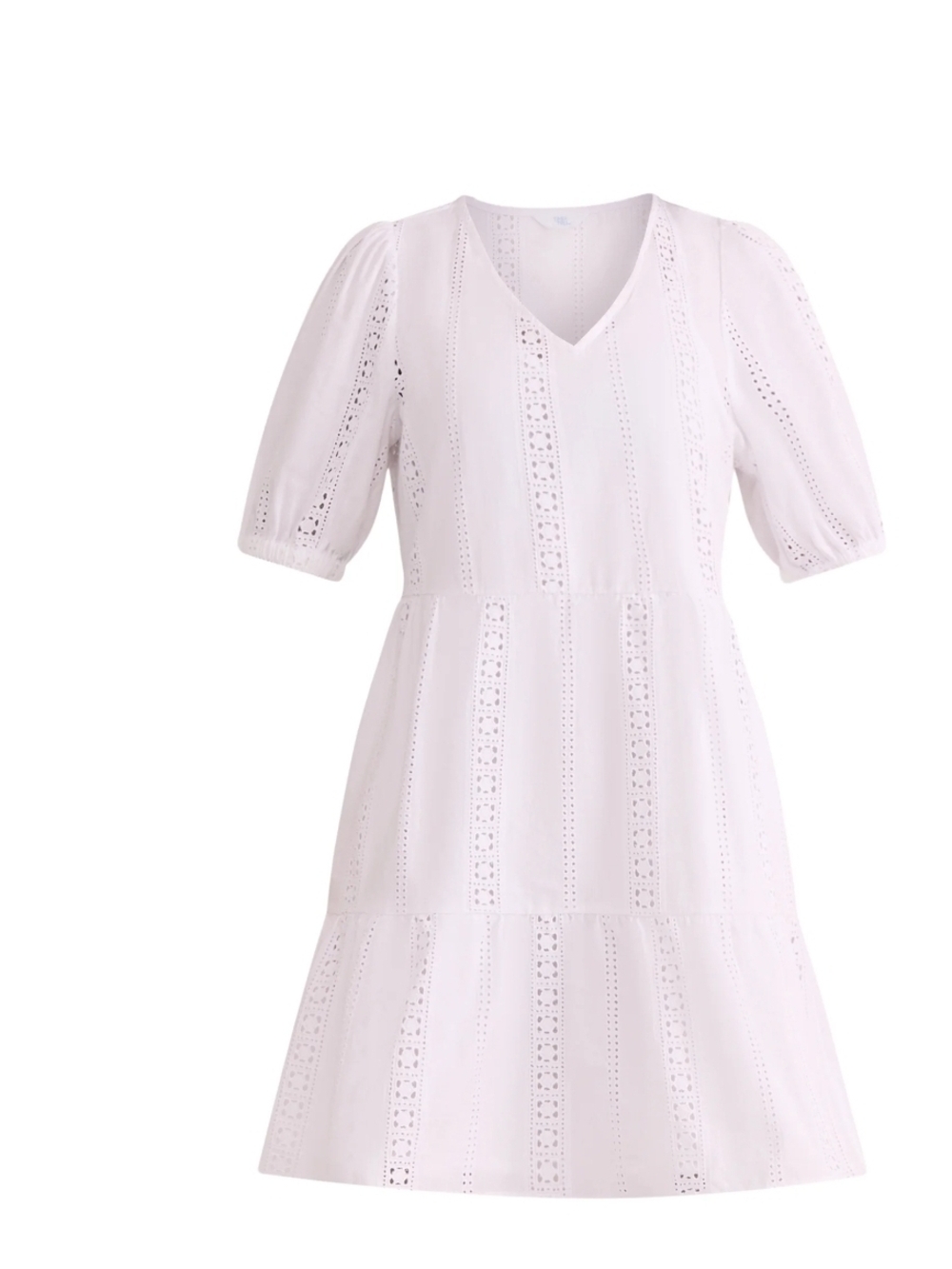 Time and Tru Light Pink Eyelet V-Neck Midi Dress